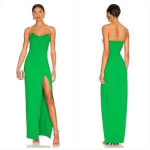 green emerald velvet dress Reese" Long Scuba Strapless Ruched Dress  Blondie Nites